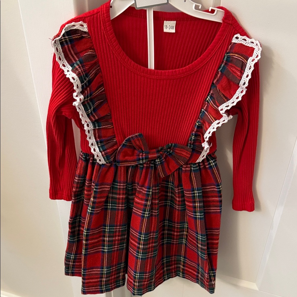Red Plaid Ruffle Dress